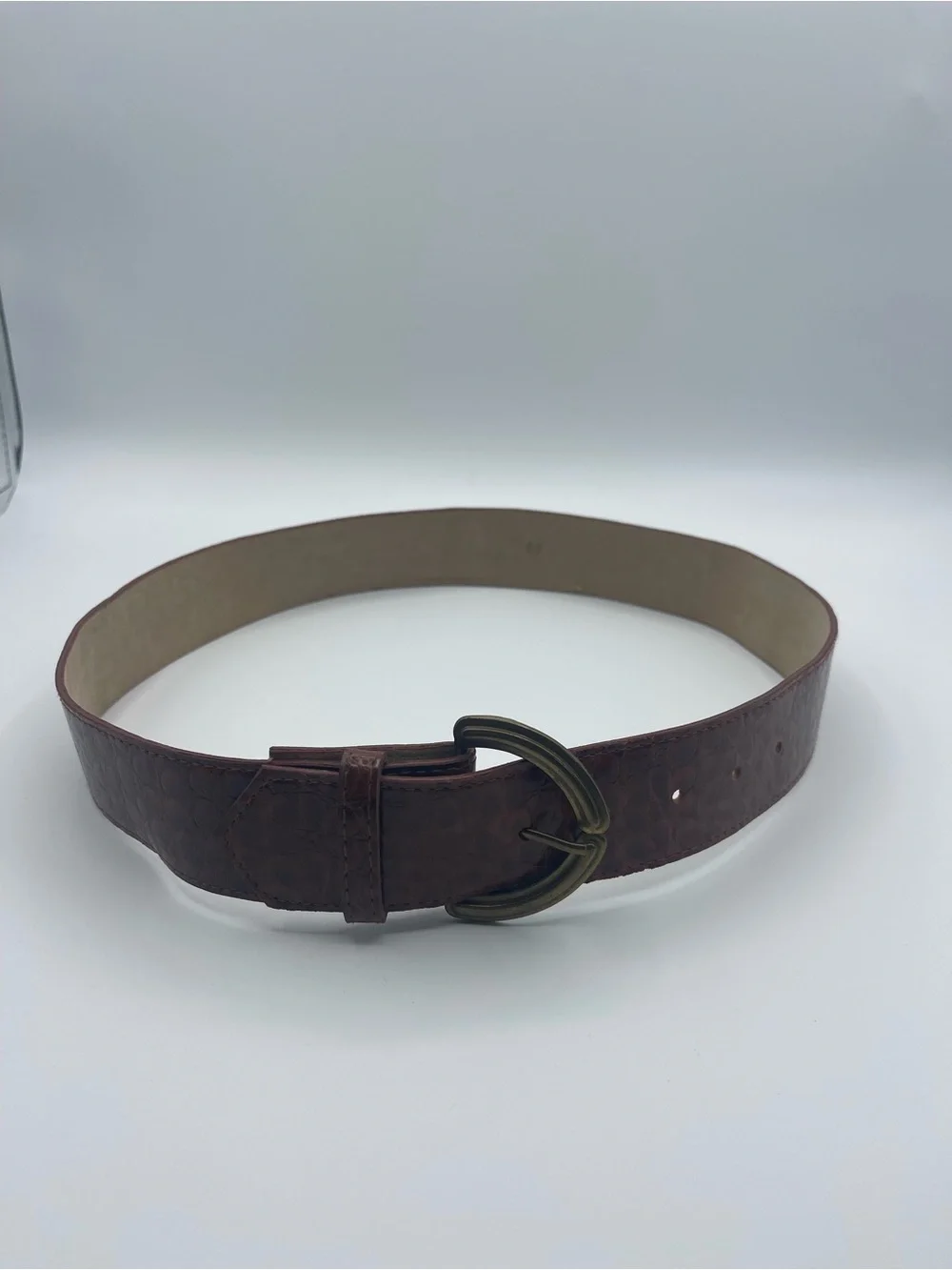 Vintage Century Canada Red Brown Croc Embossed Leather Belt Size 10